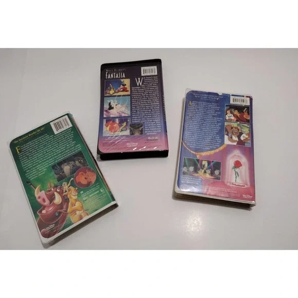 Disney VHS Bundle Set Beauty & The Beast, (Blk Diamond) Fantasia, Lion King
